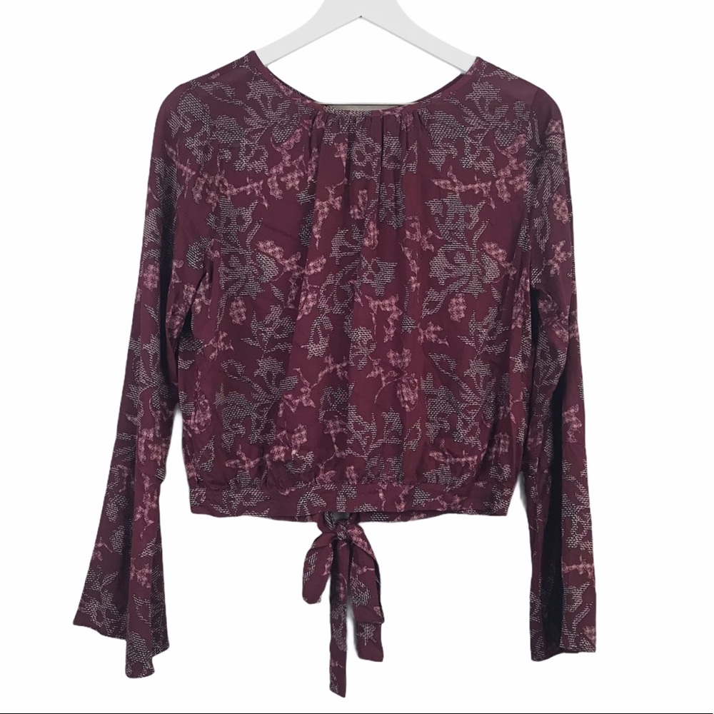 Melrose and Market Burgundy Crop Cut Out Top Women Sz 8